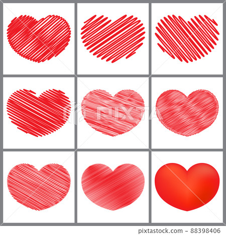 Hand drawn red heart. doodle vector set Hand drawn red heart. doodle vector set 88398406