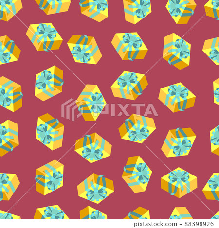 Seamless pattern with gold giftboxes. Flat style illustration 88398926