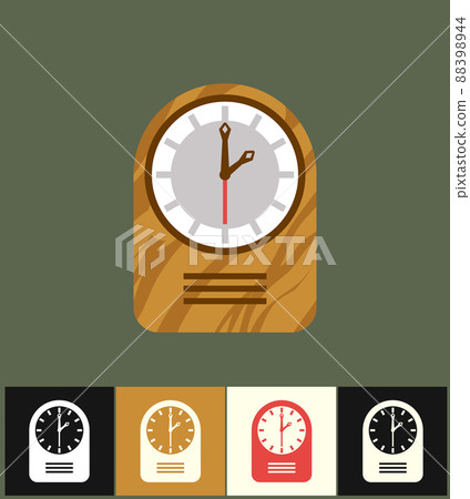 Clock icon. Flat illustration. Wood analog clock 88398944