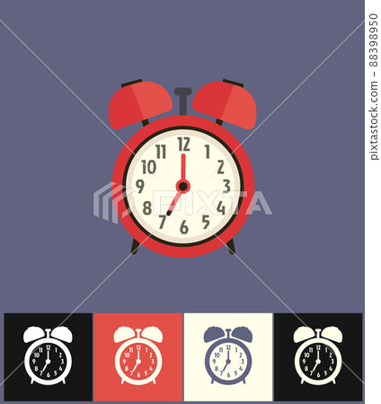 Clock icon. Flat illustration. Red analog clock Clock icon. Flat illustration. Red analog clock 88398950
