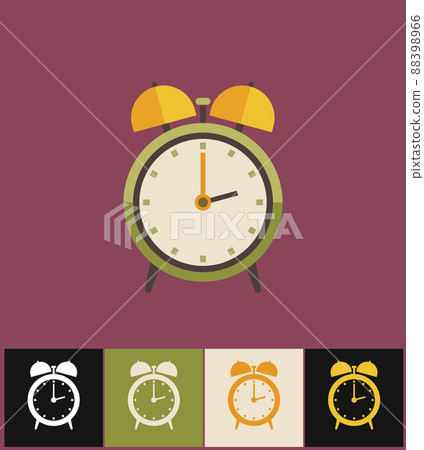 Clock icon. Flat illustration. Green analog clock - Stock Illustration ...
