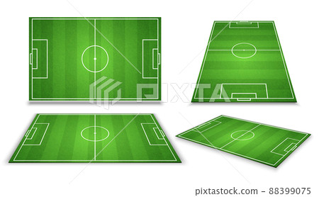 Soccer, european football field in different point of perspective view. Isolated illustration 88399075