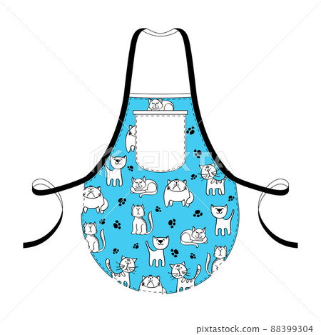 Fashion kitchen apron with hand drawn cats - stylish apron Fashion kitchen apron with hand drawn cats - stylish apron 88399304