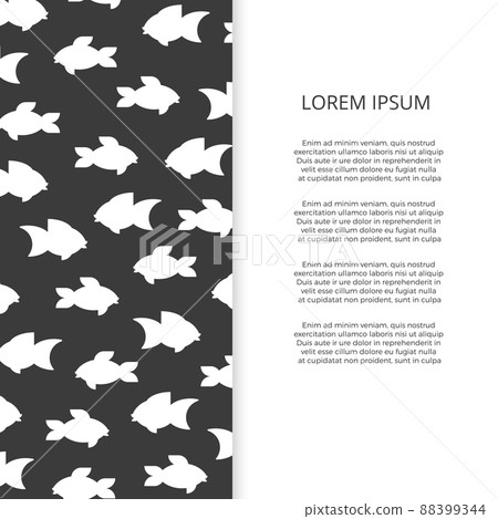 Monochrome banner with white fishes silhouette 88399344