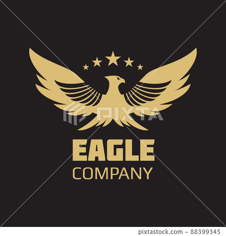 Gold heraldic eagle logo design 88399345