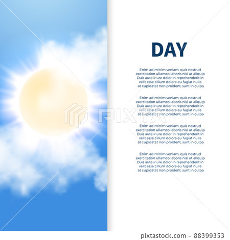 Sunny day poster design with sun and clouds Sunny day poster design with sun and clouds 88399353