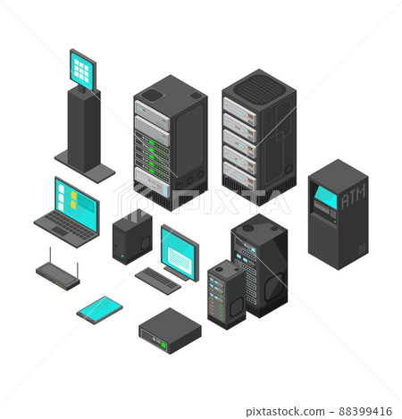 Isometric technology and banking icons. Flat illustration 88399416