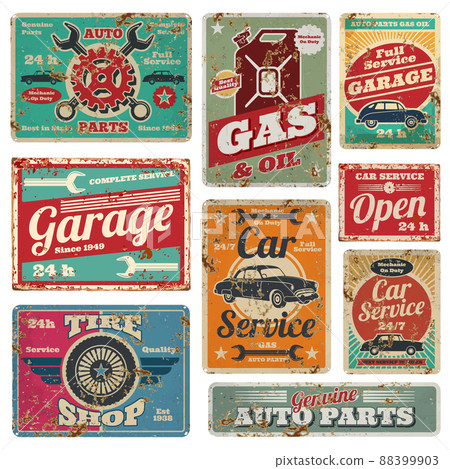 Vintage car service and gas station metal signs Vintage car service and gas station metal signs 88399903