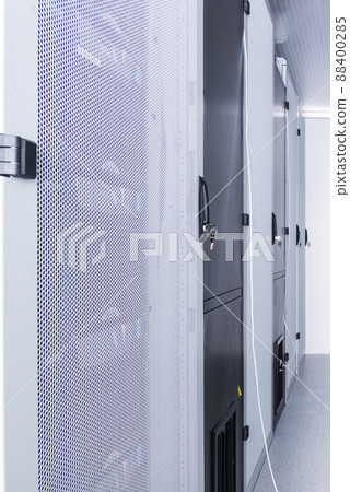 Data center with a row of server racks Data center with a row of server racks 88400285