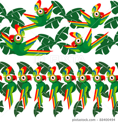 Tropical seamless design with palm leaves and parrots 88400494