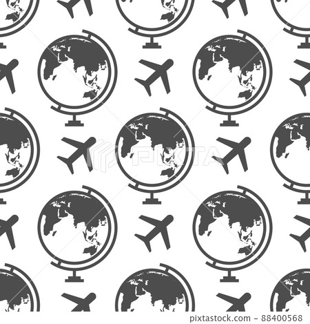 Globe and airplane seamless pattern - or travel background Globe and airplane seamless pattern - or travel background 88400568