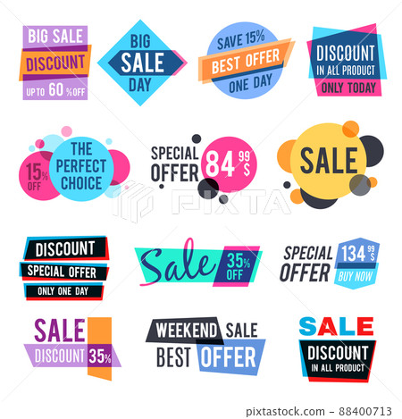 Fashion design pricing tags and discount labels... - Stock Illustration ...