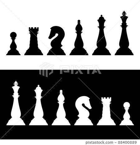 Chess pieces black silhouettes set. Business strategy icons Chess pieces black silhouettes set. Business strategy icons 88400889