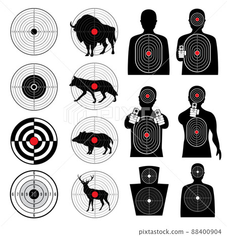 Gun shooting targets and aiming target silhouettes collection Gun shooting targets and aiming target silhouettes collection 88400904