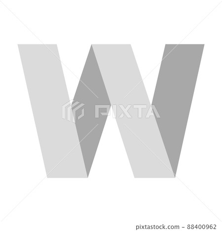 Logo light gray letter W from folded ribbon stripes, white W pattern from ribbon Logo light gray letter W from folded ribbon stripes, white W pattern from ribbon 88400962