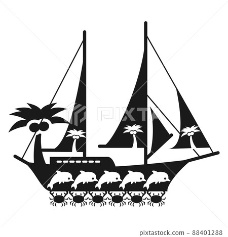 Black and white sea travel concept with ship Black and white sea travel concept with ship 88401288