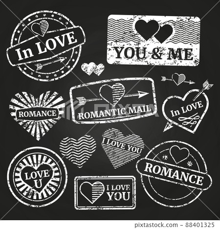 Romantic postage grunge stamp collection 88401325