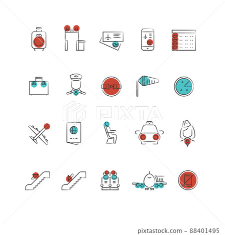 Aviation or airport outline icon collection 88401495