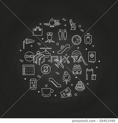 Airport and aviation outline icons 88401499