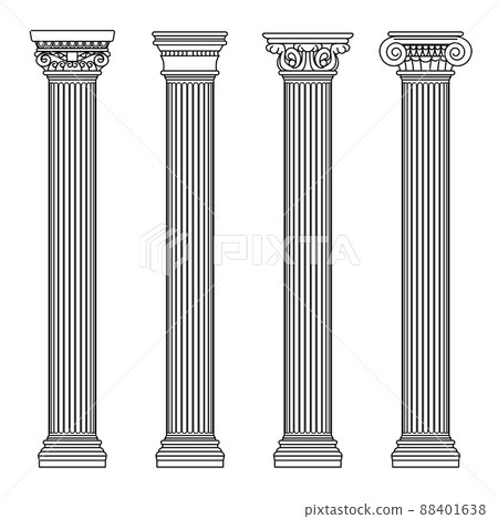 Greek and roman architecture classic stone colomns. Outline illustration 88401638