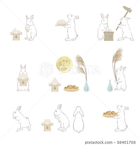 Rabbit Moon Viewing-Pose List 88401708