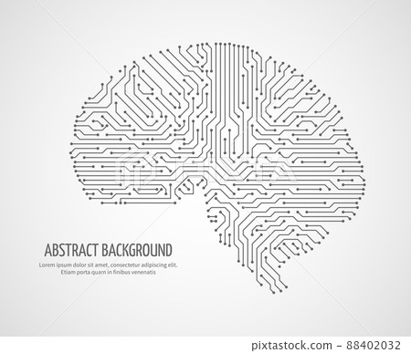 Digital human brain with computer circuit board. Electronic medicine technology concept Digital human brain with computer circuit board. Electronic medicine technology concept 88402032