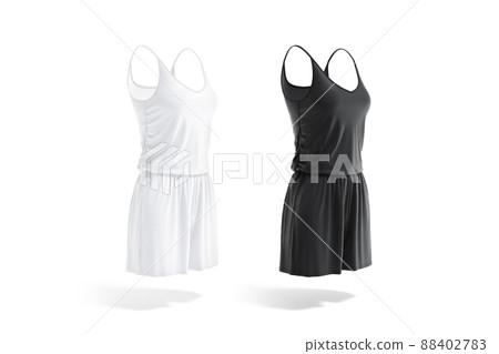 Blank black and white women romper mockup, side view 88402783