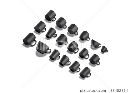 Blank black ceramic mug mockup lying, different types 88402814