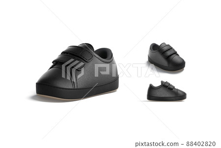 Blank black baby shoes mock up, different views 88402820