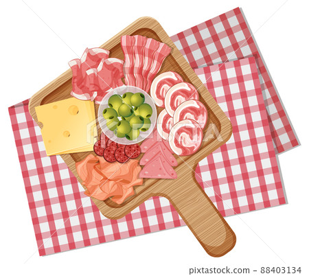 Top view of lunch meat on a wooden tray Top view of lunch meat on a wooden tray 88403134