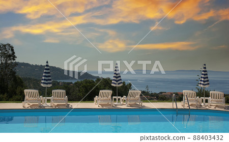 poolside at Le Lavandou, french riviera, france 88403432