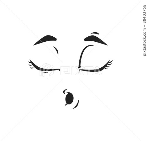 Cartoon whistling or sleeping face, vector emoji, funny facial expression with closed eyes and slightly open mouth. Character feelings, emotion isolated on white background Cartoon whistling or sleeping face, vector emoji, funny facial expression with closed eyes and slightly open mouth. Character feelings, emotion isolated on white background 88403758