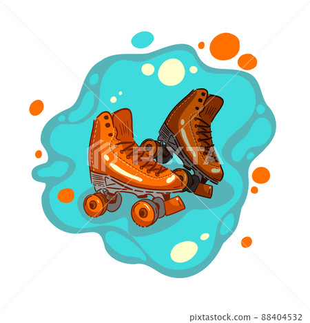 Retro roller skates - vector illustration - Hand drawn 88404532