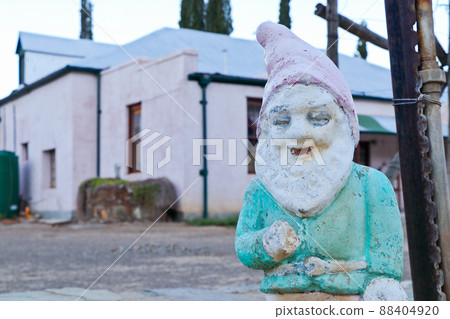 Weathered Garden Gnome With Desert Town Farmhouse Weathered Garden Gnome With Desert Town Farmhouse 88404920