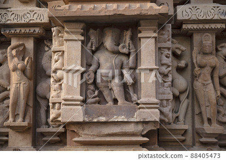 LAKSHMANA TEMPLE, Standing Ganesha Sculpture.Western Group, Khajuraho, Madhya Pradesh, India  88405473