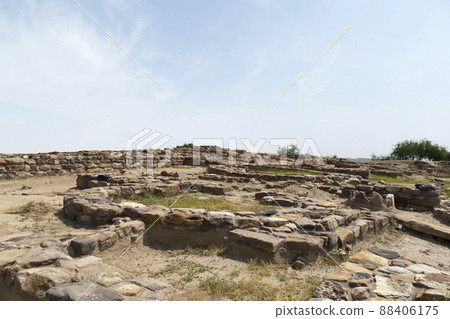 Ruins of an ancient city of the Harappan civilization  at Dholavira, Gujarat, India 88406175