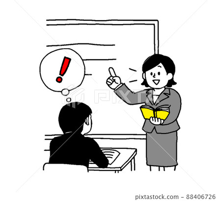 Female instructor Male student in a school uniform (simple) who receives and understands lessons from a female teacher Female instructor Male student in a school uniform (simple) who receives and understands lessons from a female teacher 88406726
