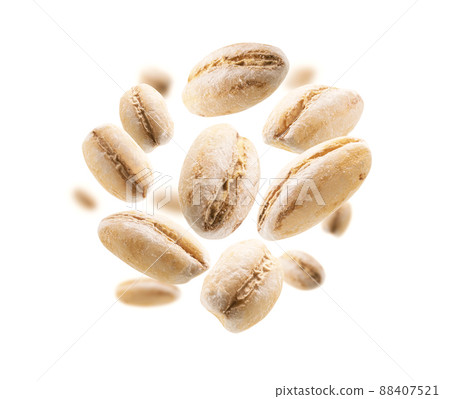 Pearl barley levitates on a white background 88407521