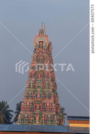 Entrance gopuram of of Sri Sharadambe Temple, Establised by Adi Shankara in 14th Century, Sringeri, Karnataka, India Entrance gopuram of of Sri Sharadambe Temple, Establised by Adi Shankara in 14th Century, Sringeri, Karnataka, India 88407573