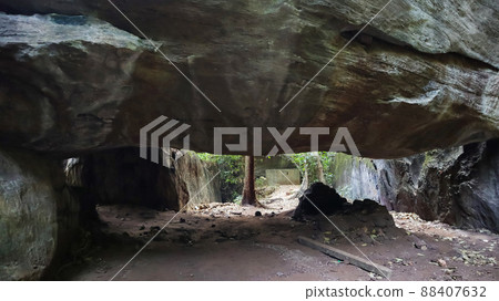 Ancient drawing on side of stone, Yana Caves, Uttara Kannada, Karnataka, India Ancient drawing on side of stone, Yana Caves, Uttara Kannada, Karnataka, India 88407632