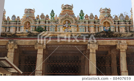Statue of Lord Ganesha, Lord Brahma and Vishwakarma on Top of Big Bull Temple, Bangalore, Karnataka, India 88407659
