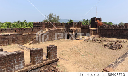 Fallen Ruined Walls on Top of Fort, Mirjan Fort, Uttara Kannada, Karnataka, India 88407710