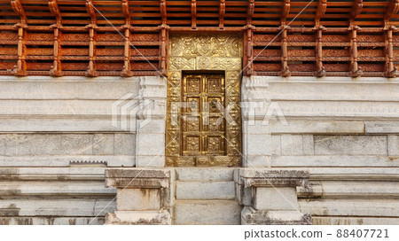 Closeup of Golden Gate of Sri Rameshwara Temple, Tirthahalli, Shimoga, Karnataka, India Closeup of Golden Gate of Sri Rameshwara Temple, Tirthahalli, Shimoga, Karnataka, India 88407721