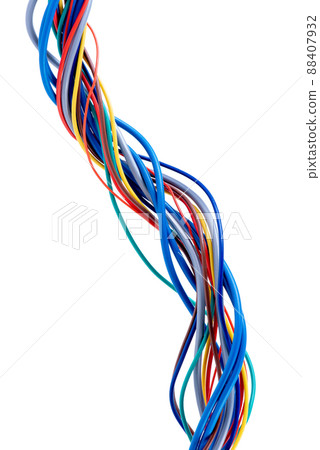 Swirl of electric cable and wire isolated on white background Swirl of electric cable and wire isolated on white background 88407932