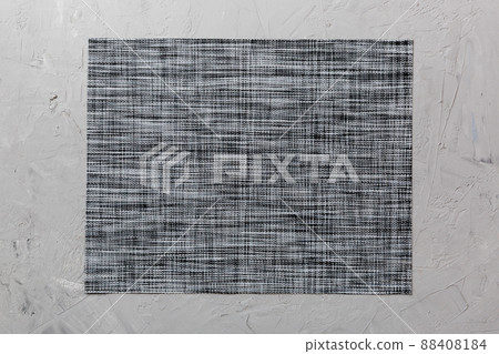 Top view of grey tablecloth for food on cement background. Empty space for your design Top view of grey tablecloth for food on cement background. Empty space for your design 88408184