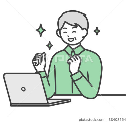 Illustration material that an elderly man operates a personal computer Illustration material that an elderly man operates a personal computer 88408564