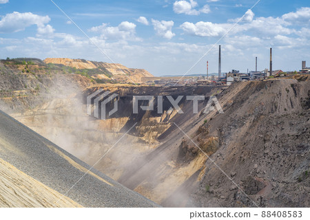 Copper mine and smelting complex of Zijin Bor Copper in Bor, Serbia on July 13, 2019, one of the largest copper mines in Europe owned by Chinese mining company Zijin Mining Group 88408583