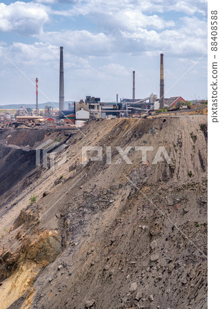 Copper mine and smelting complex of Zijin Bor Copper in Bor, Serbia on July 13, 2019, one of the largest copper mines in Europe owned by Chinese mining company Zijin Mining Group 88408588