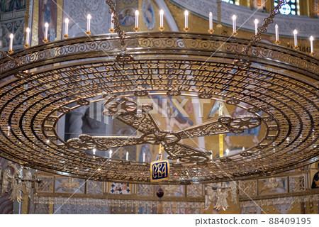Interior of the Church of Saint Sava, Serbian Orthodox church in Belgrade, Serbia 88409195