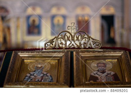 Interior of the Church of Saint Sava, Serbian Orthodox church in Belgrade, Serbia 88409201